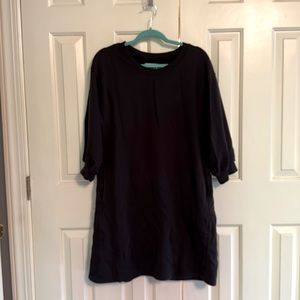 pact L Women's Black Essential Puff-Sleeve Dress